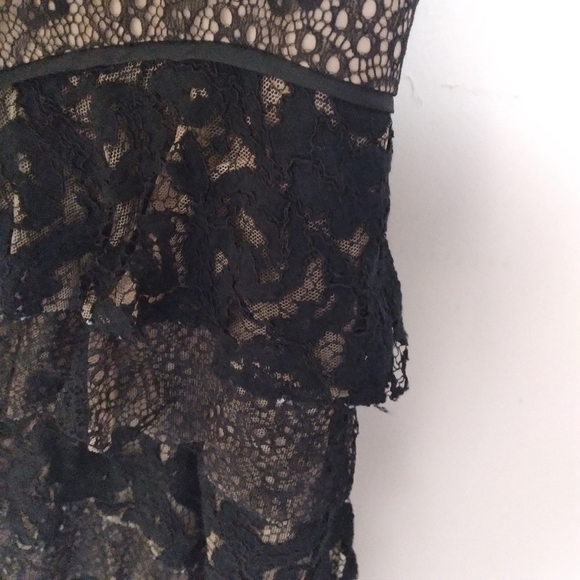 BCBGMaxAzria Black Tiered Lace Overlay Sleeveless Cocktail Dress Size 4 - Picture 15 of 16